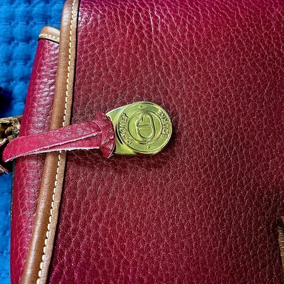 Dooney & Bourke Red and Brown Crossbody Bag with Saddle Shape - Picture 4 of 8